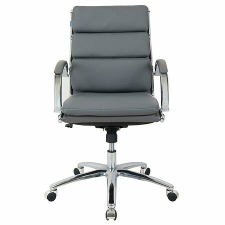 INTERION BY GLOBAL INDUSTRIAL Interion Antimicrobial Bonded Leather Modern Ribbed Executive Chair, Charcoal Gray 695640GY-AM